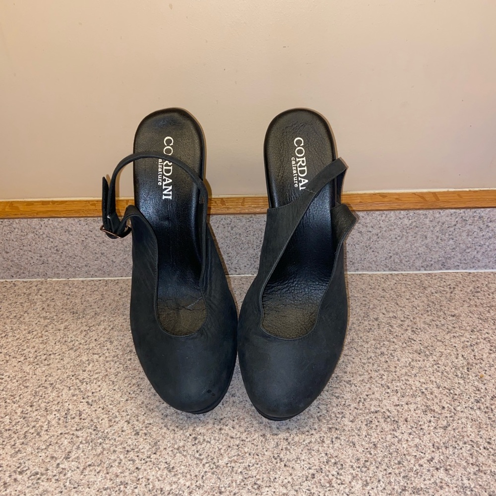 Cordani black platform slingback shoes